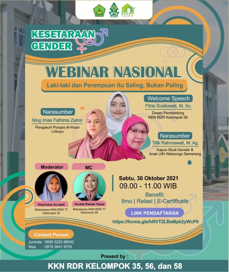 Kelompok 56 Berkolaborasi dengan Kelompok 35 dan 58 KKN UIN Walisongo Gelar Webinar Nasional Kesetaraan Gender dengan Tema “ Laki-laki dan perempuan itu Saling, Bukan Paling” 2 WEB GENDER8-a02543f4