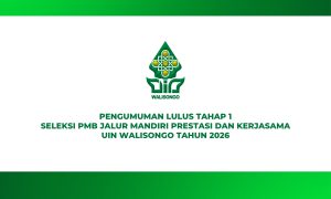 Beranda 2 PENGUMUMAN LLULUS TAHAP 1 SELEKSI PMB JALUR MANDIRI PRESTASI DAN KERJASAMA UIN WALISONGO SEMARANG TAHUN 2026