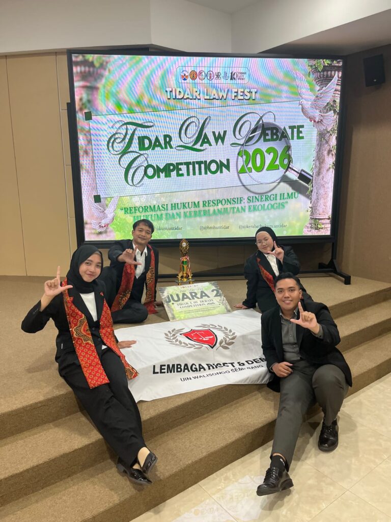 FSH UIN Walisongo Raih Juara II Kompetisi Debat Hukum Nasional Tidar Law Fest 2026 – UIN Walisongo 1 FSH UIN Walisongo Raih Juara II Kompetisi Debat Hukum Nasional Tidar Law Fest 2026 – UIN Walisongo